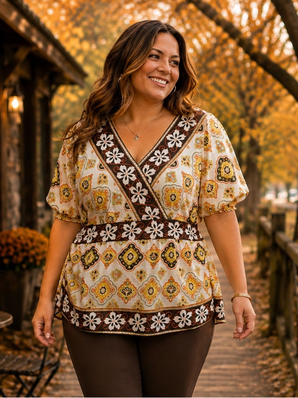 Style & Co Floral Folk Boho Top 16W Cottagecore Y2K Eclectic Artsy Earthy